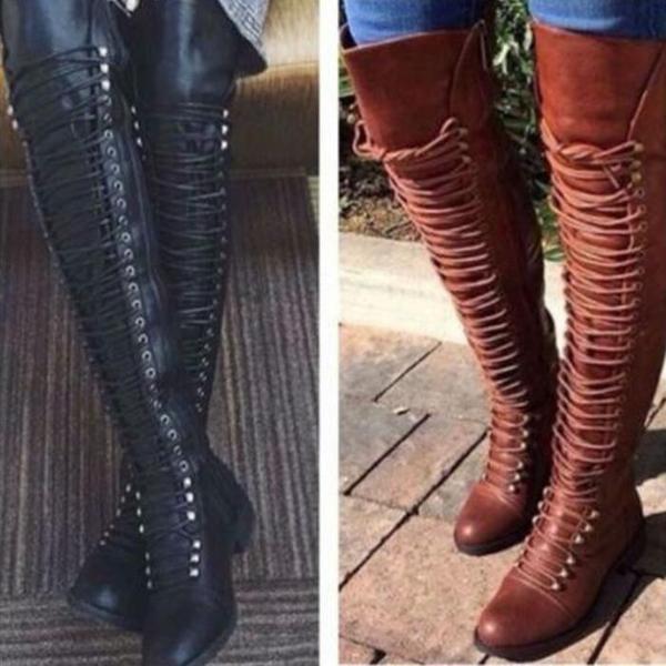 Shoes - Autumn Winter Ladies Sexy Knee High Motor Boots