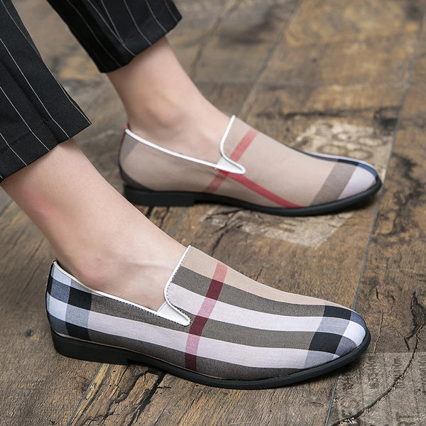 Handmade New Mens Dress Shoes Stripe Patchwork Leather Shoes