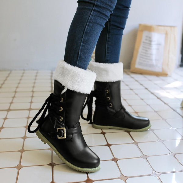 Women Shoes - New Round Toe Buckle Boots