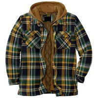Fashion Plaid Men's Hooded Thick Warm Outerwear Coat