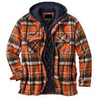 Fashion Plaid Men's Hooded Thick Warm Outerwear Coat
