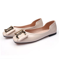 Women Square Toe Patent Flats Shoes