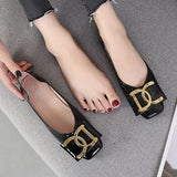 Women Square Toe Patent Flats Shoes