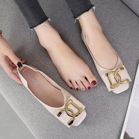 Women Square Toe Patent Flats Shoes