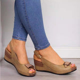 Casual Sewing Women Comfortable Ladies Retro Wedges Sandals Plus Size