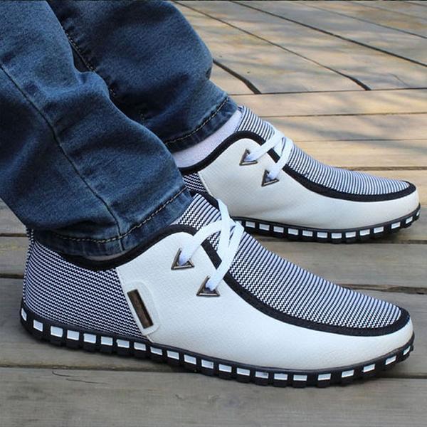 Shoes-Men's Striped Lace Up Lightweight Shoes