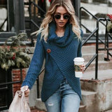 Women's Clothing - Comfortable Spring Knitted Long Sleeve Casual Pullover Irregular Sweater