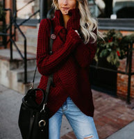 Women's Clothing - Comfortable Spring Knitted Long Sleeve Casual Pullover Irregular Sweater