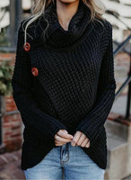Women's Clothing - Comfortable Spring Knitted Long Sleeve Casual Pullover Irregular Sweater