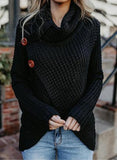 Women's Clothing - Comfortable Spring Knitted Long Sleeve Casual Pullover Irregular Sweater