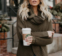 Women's Clothing - Comfortable Spring Knitted Long Sleeve Casual Pullover Irregular Sweater