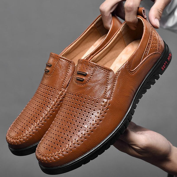 Casual Genuine Leather Comfortable Flats Men Slip On Lazy Shoes