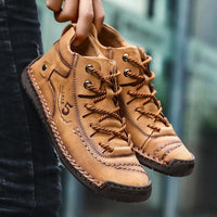 Men's Shoes - Men's Handmade Leather Comfy Soft Casual Snow Boots