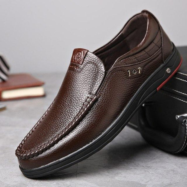 Shoes - Men Solid Slip On Leather Shoes