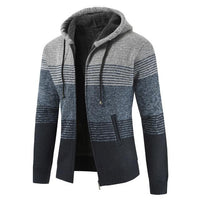 Men's Hooded Stripe Knitted Sweater Jackets