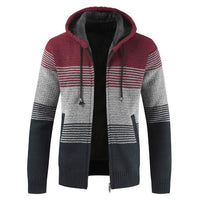 Men's Hooded Stripe Knitted Sweater Jackets