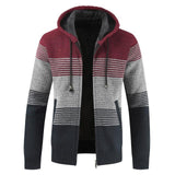 Men's Hooded Stripe Knitted Sweater Jackets
