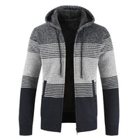 Men's Hooded Stripe Knitted Sweater Jackets