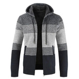 Men's Hooded Stripe Knitted Sweater Jackets