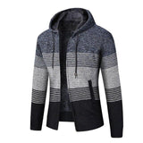 Men's Hooded Stripe Knitted Sweater Jackets