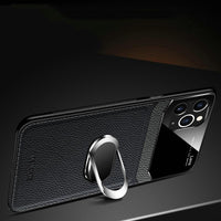 Phone Case - Leather+hard PC With Stand Ring Cover Case For iPhone