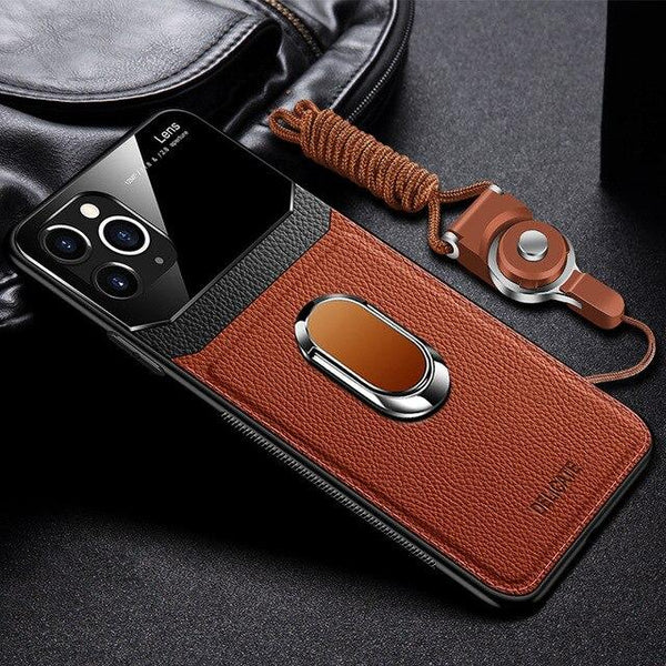 Shockproof PU Leather Tempered Glass With Stand Case for iPhone 12/12 Pro/12 Pro max/12 Mini/11