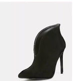 Autumn Pointed Toe V Shape Cut Suede Pumps