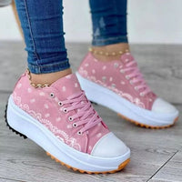 Women Platform Sneakers Canvas Shoes White Sneakers