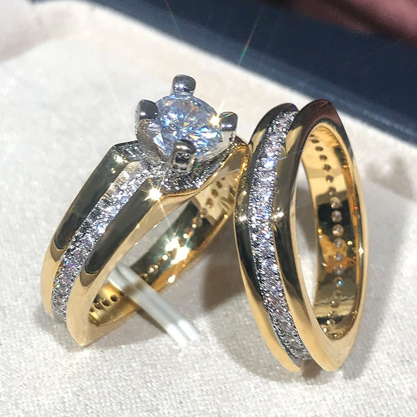2Pcs  Women Bridal Set Engagement Rings