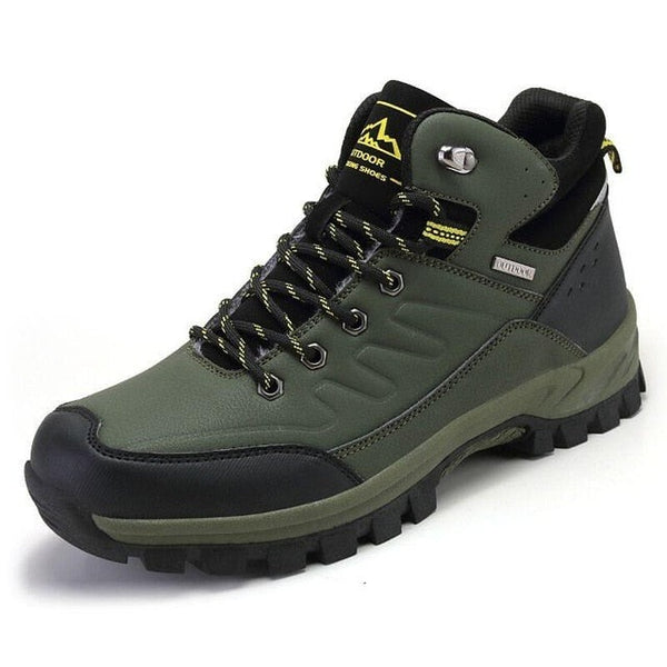 Warm Men's Snow Boots Leather Waterproof Men Sneakers Outdoor Men Hiking Boots Work Shoes