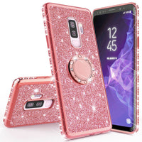 Luxury Magnetic Car Bracket Glitter Case For Samsung Galaxy S10 S10e Note 8 9 Bling 360 Ring Cover