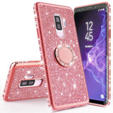 Luxury Magnetic Car Bracket Glitter Case For Samsung Galaxy S10 S10e Note 8 9 Bling 360 Ring Cover