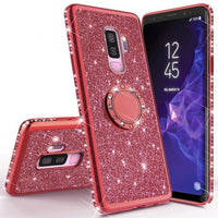 Luxury Magnetic Car Bracket Glitter Case For Samsung Galaxy S10 S10e Note 8 9 Bling 360 Ring Cover