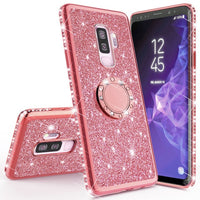 Luxury Magnetic Car Bracket Glitter Case For Samsung Galaxy S10 S10e Note 8 9 Bling 360 Ring Cover
