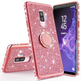 Luxury Magnetic Car Bracket Glitter Case For Samsung Galaxy S10 S10e Note 8 9 Bling 360 Ring Cover