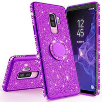 Luxury Magnetic Car Bracket Glitter Case For Samsung Galaxy S10 S10e Note 8 9 Bling 360 Ring Cover