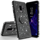 Luxury Magnetic Car Bracket Glitter Case For Samsung Galaxy S10 S10e Note 8 9 Bling 360 Ring Cover