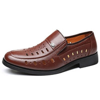 Summer Soft Leather  Men's Hollowed Sandals Breathable Man Shoes