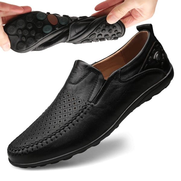 Slip On Men's Flats Breathable Male Driving Shoes Leather Loafers