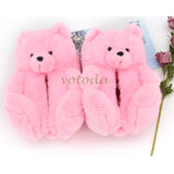 Women Plush House Shoes Cartoon Bear Slipper
