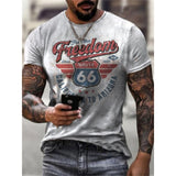 Summer New Mens T Shirts Oversized Loose Clothes Vintage Short Sleeve Fashion America Route 66 Letters Printed O Collared Tshirt