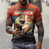 Summer New Mens T Shirts Oversized Loose Clothes Vintage Short Sleeve Fashion America Route 66 Letters Printed O Collared Tshirt