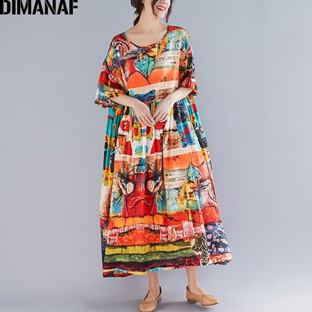5XL 6XLOversize Women Summer Sundress Loose Holiday Maxi Dress Big Size