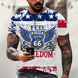 Summer New Mens T Shirts Oversized Loose Clothes Vintage Short Sleeve Fashion America Route 66 Letters Printed O Collared Tshirt