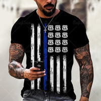 Summer New Mens T Shirts Oversized Loose Clothes Vintage Short Sleeve Fashion America Route 66 Letters Printed O Collared Tshirt