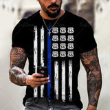 Summer New Mens T Shirts Oversized Loose Clothes Vintage Short Sleeve Fashion America Route 66 Letters Printed O Collared Tshirt