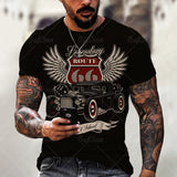 Summer New Mens T Shirts Oversized Loose Clothes Vintage Short Sleeve Fashion America Route 66 Letters Printed O Collared Tshirt