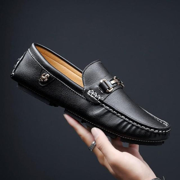 Big Size Leather Moccasins Casual Mens Driving Shoes Outdoor Slip On Men Lazy Shoes