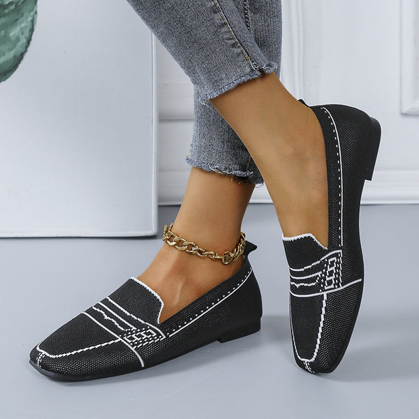 Ladies Flying Woven Shallow Slip-on Single Women Shoes
