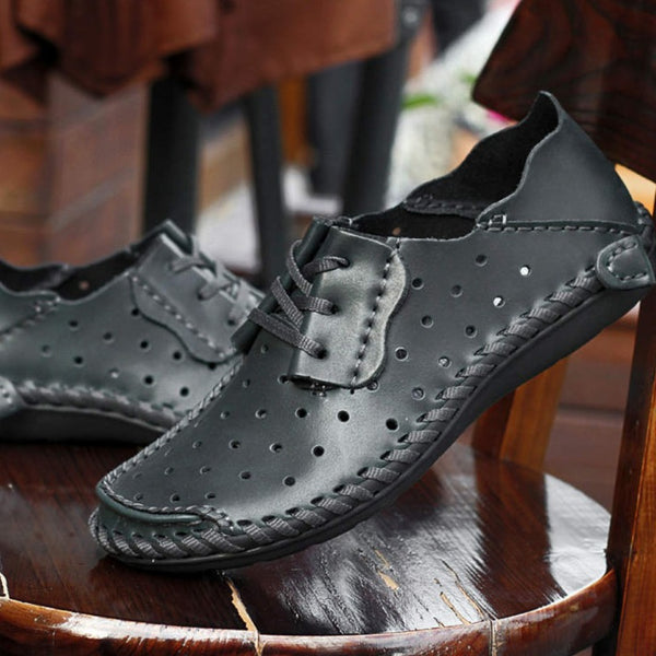 Hollow Handmade Mens Shoes Casual Fashion Light Moccasin Man Comfort Low Loafers